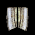 Rare Earth Gallery bookmatched green onyx wall panels with irregular natural borders and translucent veining.