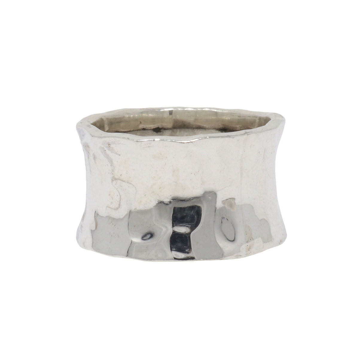 Silver Ring Size 7 -12mm Hand Hammered Hourglass Shape