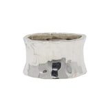 Silver Ring Size 7 -12mm Hand Hammered Hourglass Shape