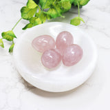Rose Quartz Carved Eggs - Small with Lucite Stand