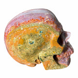 Polychrome Agate Skull Carving with Unique Colors - 6"