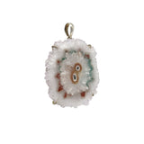 Quartz Stalactite Pendant with Teal and Red Agate Center