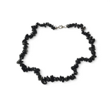 Rare Earth Gallery black obsidian chip necklace with polished irregular gemstone beads and a silver-tone clasp.