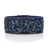 Narrow Crystal Wrap Bracelet - Navy Angular Shapes with Magnetic Clasp