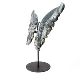 Moss Agate Butterfly Wings Carving with Stand