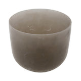 8-inch obsidian gem-infused quartz G note singing bowl, alternate angle on white