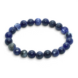 Rare Earth Gallery 8mm round sodalite beaded bracelet with deep blue stones and natural white veining on elastic cord