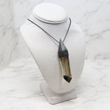 Smoky Quartz Pendant with Chain - A+ Quality Point with Brushed Rhodium Plated Finish