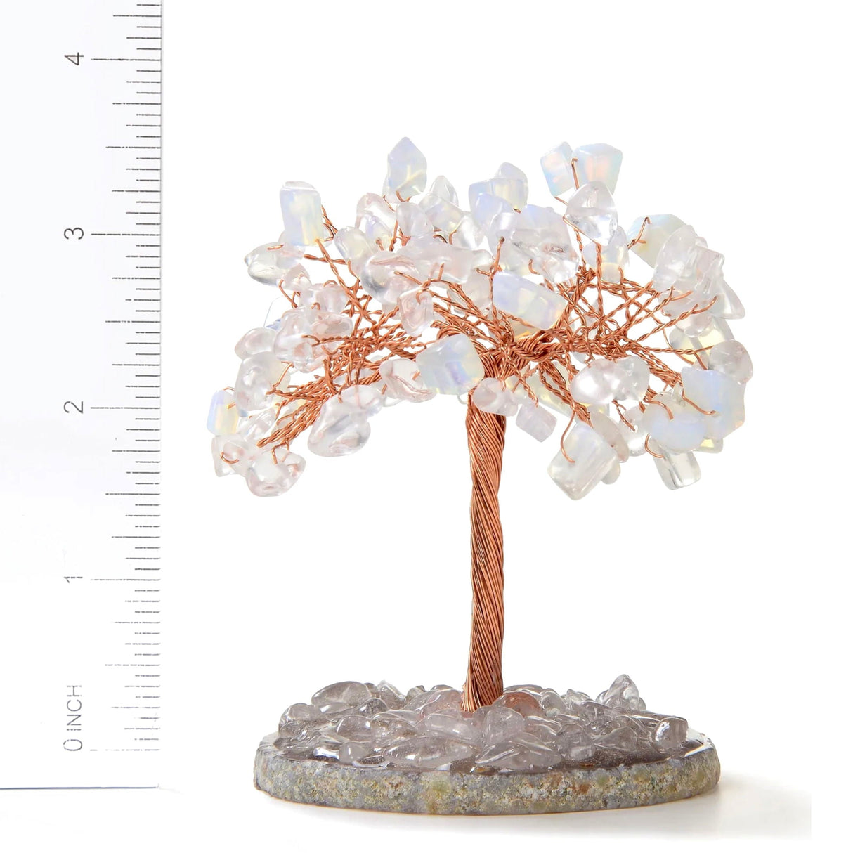 Gemstone Beaded Crystal Trees On Agate Slice Base