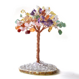 Gemstone Beaded Crystal Trees On Agate Slice Base