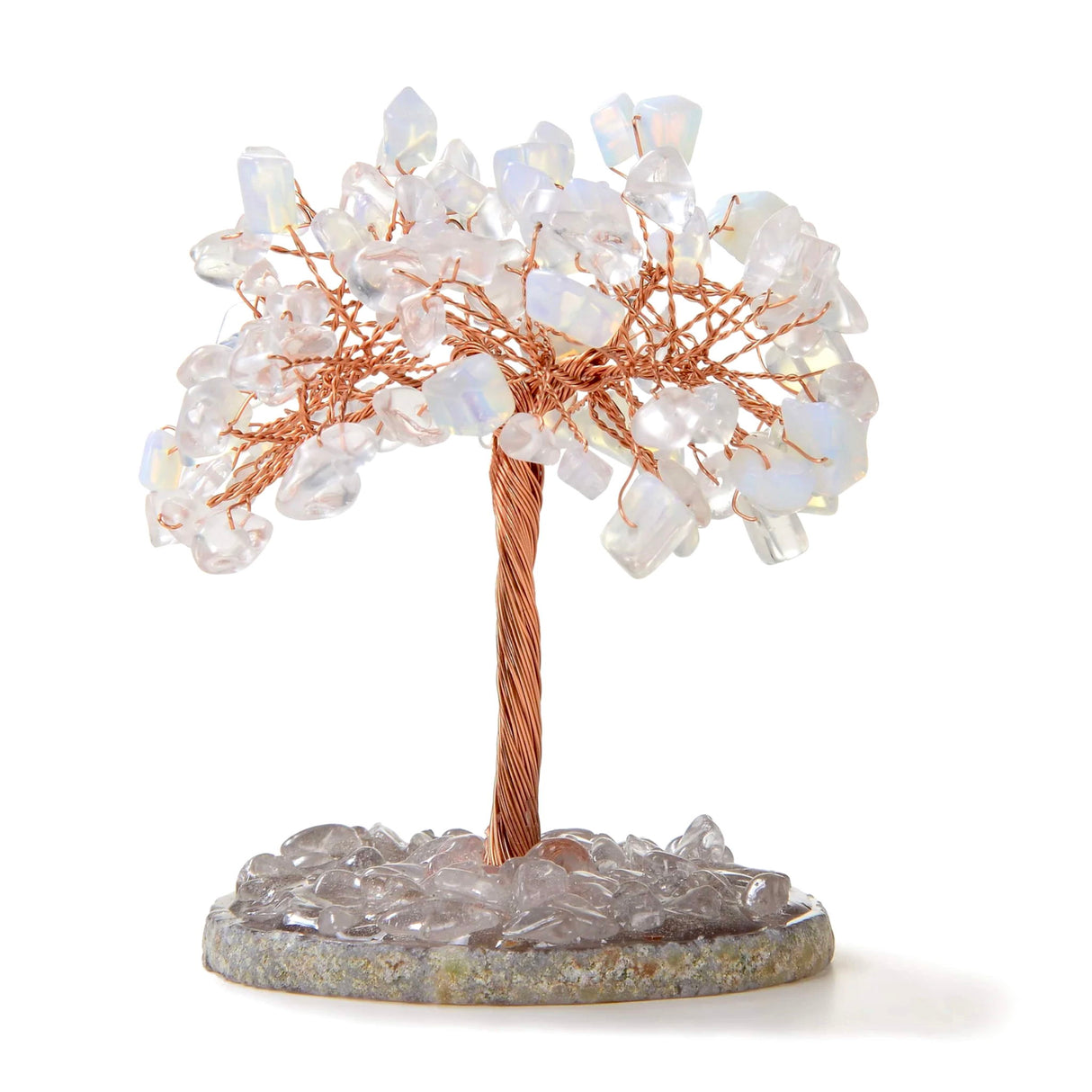 Gemstone Beaded Crystal Trees On Agate Slice Base