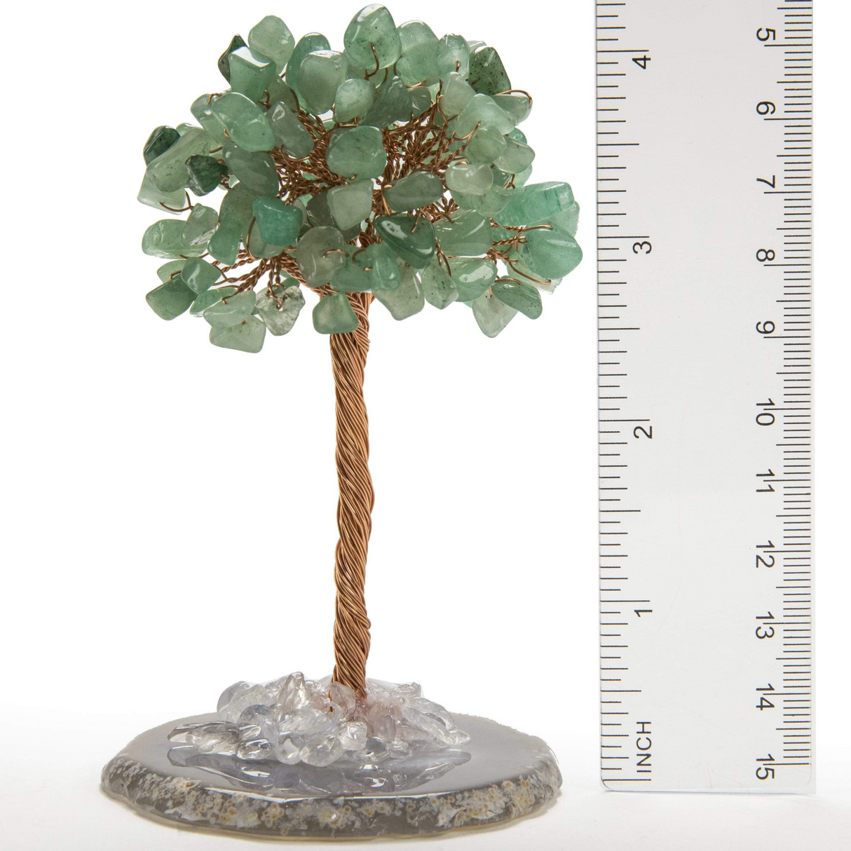 Gemstone Beaded Crystal Trees On Agate Slice Base