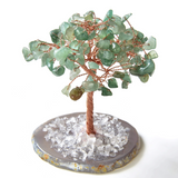 Gemstone Beaded Crystal Trees On Agate Slice Base