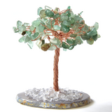 Gemstone Beaded Crystal Trees On Agate Slice Base
