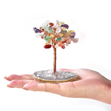 Gemstone Beaded Crystal Trees On Agate Slice Base