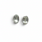 Faceted White Topaz Stud Earrings - Oval With Simple Silver Bezel