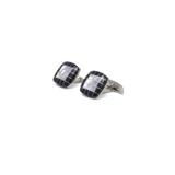 View of Mother Of Pearl & Black Onyx Checkerboard Stainless Steel Cufflinks