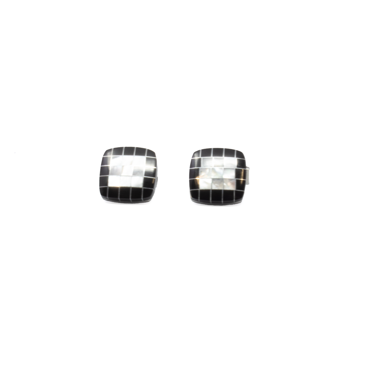Mother Of Pearl & Black Onyx Checkerboard Stainless Steel Cufflinks