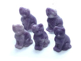 Sculpture de chat en lépidolite - Assis - Vendu à l'unité