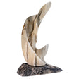 View of Pearlescent Onyx Sculpture - Freeform with Black Marble Base