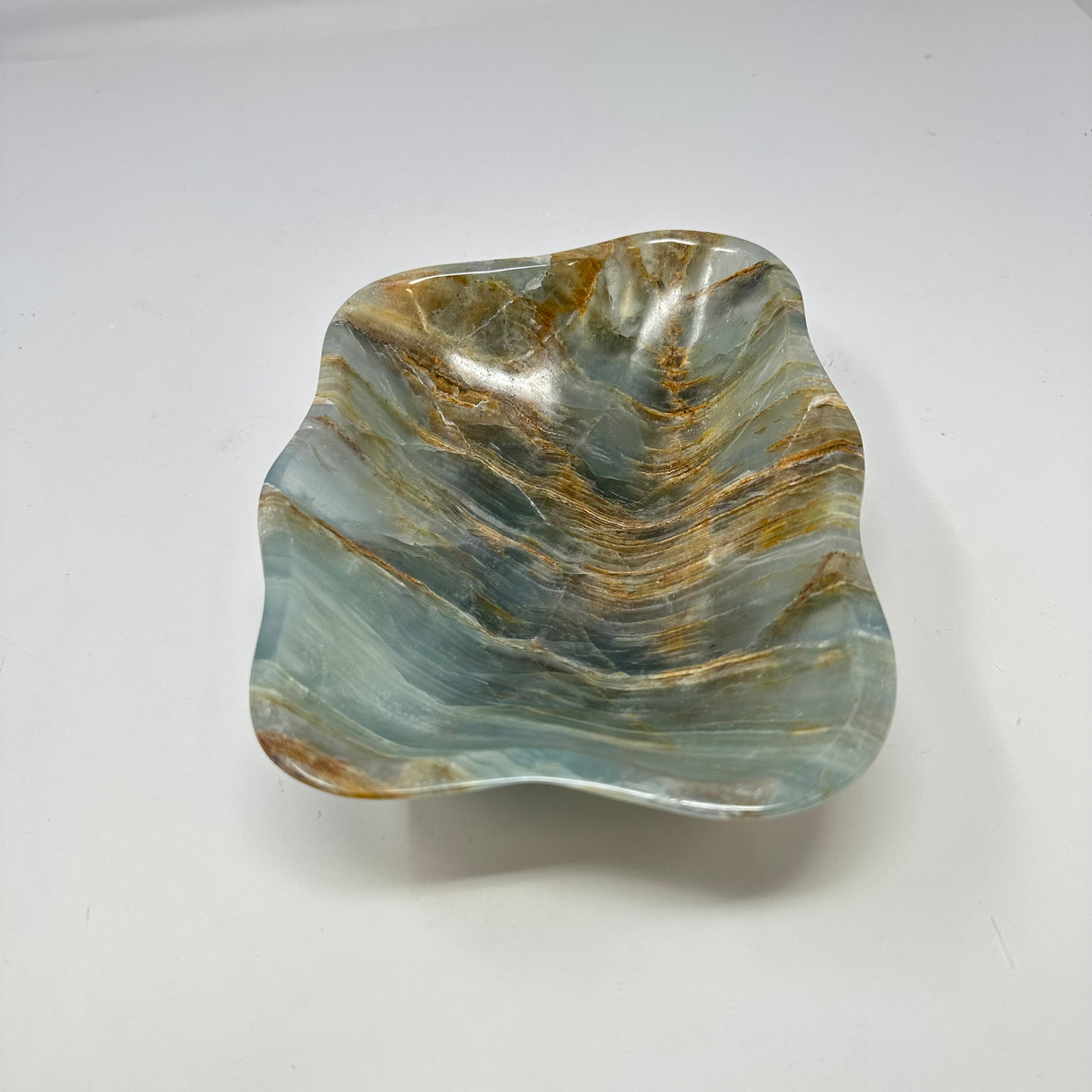 Blue Calcite Banded Freeform Dish