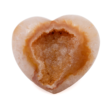 View of Agate Druze Heart on Lucite Stand