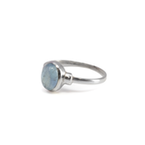 Aquamarine Ring - Bezel Set Oval On Step Shoulder Detail Band Sz 10.5