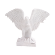 View of Hand-Carved White Marble Eagle with Wings Spread