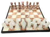 View of Onyx Chess Set Pink \/ White with Black Boarder