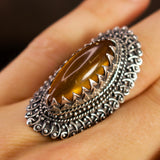 Tiger's Eye Ring With Polished Oval Cabochon