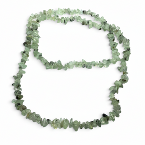 Rare Earth Gallery 36-inch necklace featuring natural light green prehnite gemstone chips on a delicate strand