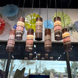 Pink Onyx Pendant Light with Black Line & Hardware - Set of 7 with Custom Canopy