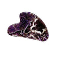 Chevron amethyst gua sha facial tool, deep purple and white banded heart-shaped stone