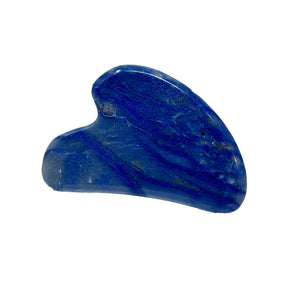 Blue quartz gua sha facial tool, deep blue banded heart-shaped stone