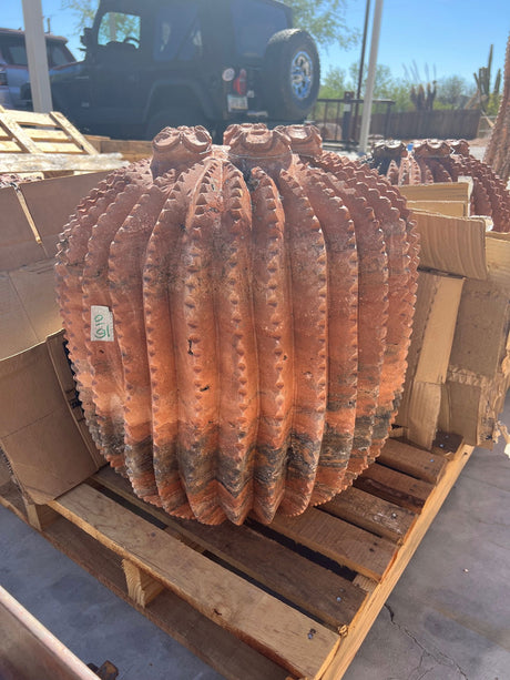 View of Red Travertine Barrel Cactus - Larger of 3
