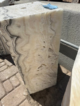 White Cosmic Zebra Onyx Fountain ***NO Basin - Fossil Block
