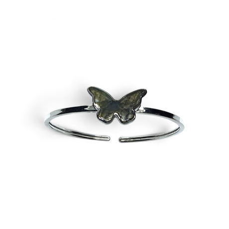 Rare Earth Gallery butterfly twist bracelet featuring a labradorite stone set in a polished silver bezel