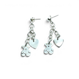 Rare Earth Gallery sterling silver dangle earrings featuring a bear and heart charm on a delicate chain