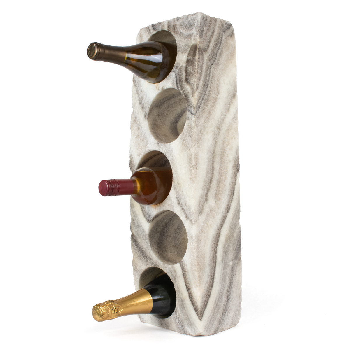 View of Zebra Onyx Wine Rack with 5 holes and Cut on all Sides