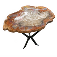 View of Arizona Petrified Wood Slice -Table Size - White & Brown On Center With Yellow & Red Exterior