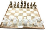 View of Onyx Chess Set - Travertine & White (Large)