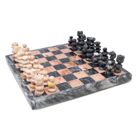 View of Onyx Chess Set - Pink & Gray (Small)