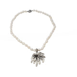 Baroque Pearl Necklace - Baroque Pearls with Removable Clear & Black Swarovski Crystals in Dark Finish over 925 Sterling Silver