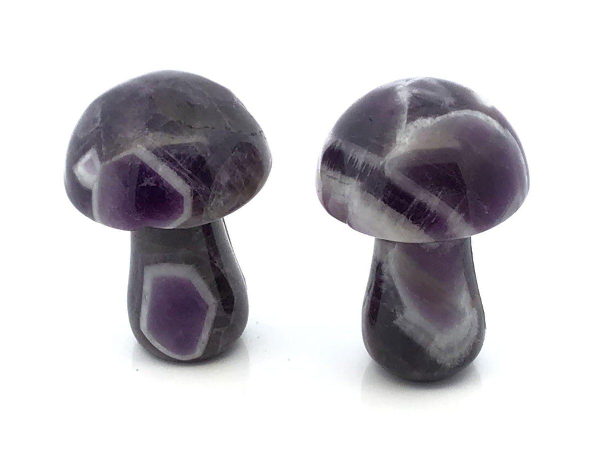 View of Chevron Amethyst Carved Mushroom