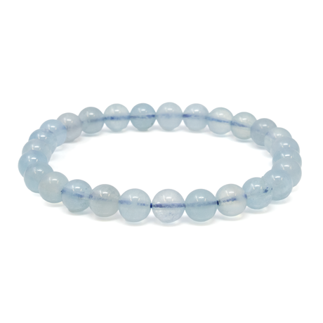 View of Aquamarine Beaded Bracelet 5mm - 6mm