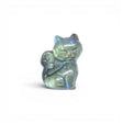 View of A+ Quality Labradorite Kitty Cat Carving with Flat Back