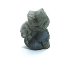 View of A+ Quality Labradorite Kitty Cat Carving with Flat Back