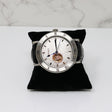 View of Muonionalusta Meteorite Watch - Miyota Movement with Black leather Band & Cobalt Blue Hands - Roman Numeral Time Stamps