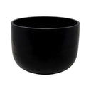 Glossy black 10-inch gem-infused quartz crystal singing bowl, angled side view