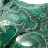 Brilliant Chrysocolla Malachite Freeform on Rotating Custom Stand with Copper Quatrafoil Design